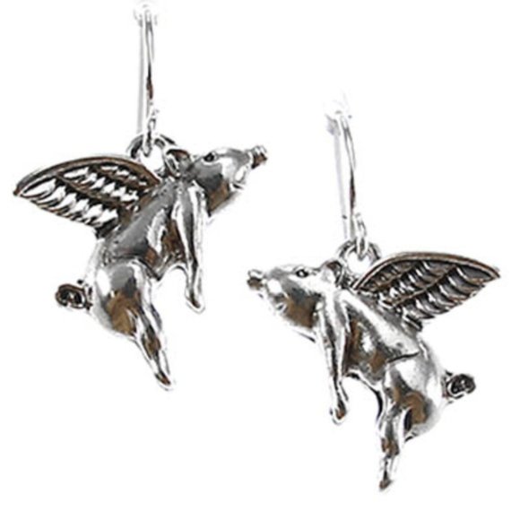 When Pigs Fly Earrings Whimsical New Dangle Hooks - Picture 7 of 10